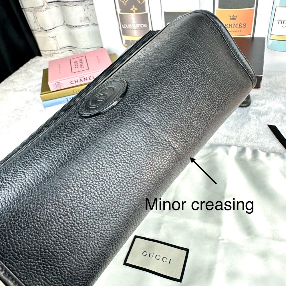 GUCCI Black Leather Toiletry Cosmetic Case Pouch for Man or Woman - Picture 16 of 16